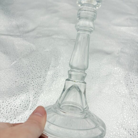 Vintage Candlestick Holders Clear Glass 8” Set Of 2 Romantic Date Night Wedding - Picture 10 of 13